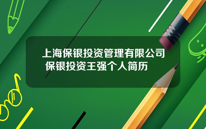 上海保银投资管理有限公司 保银投资王强个人简历